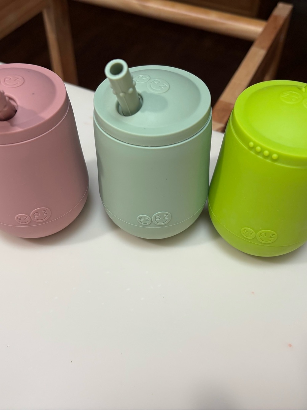3 ezpz  Silicone Toddler Cups - Pastel Pink, Mint, Lime